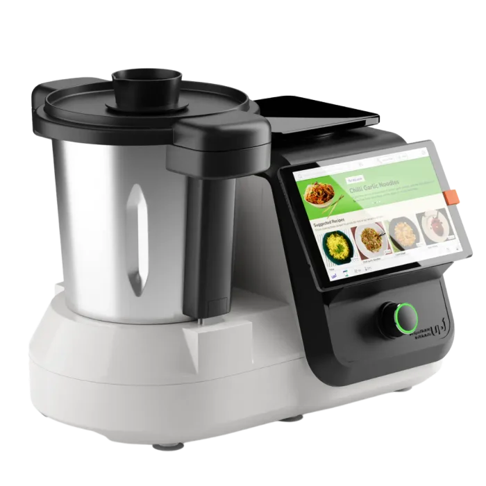 upliance: a steel jar on a smart base with a touchscreen
