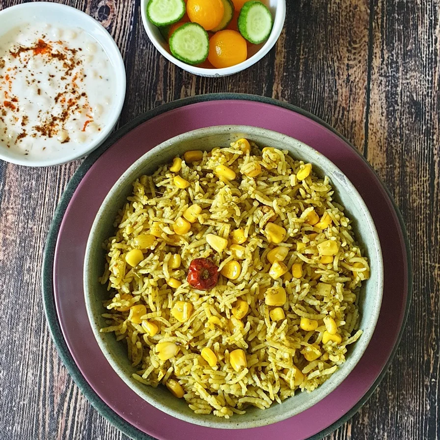 Spinach Corn Pulao