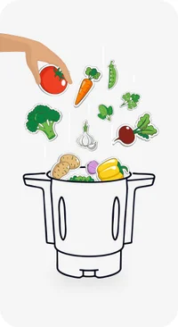 Line drawing: adding ingredients to the jar