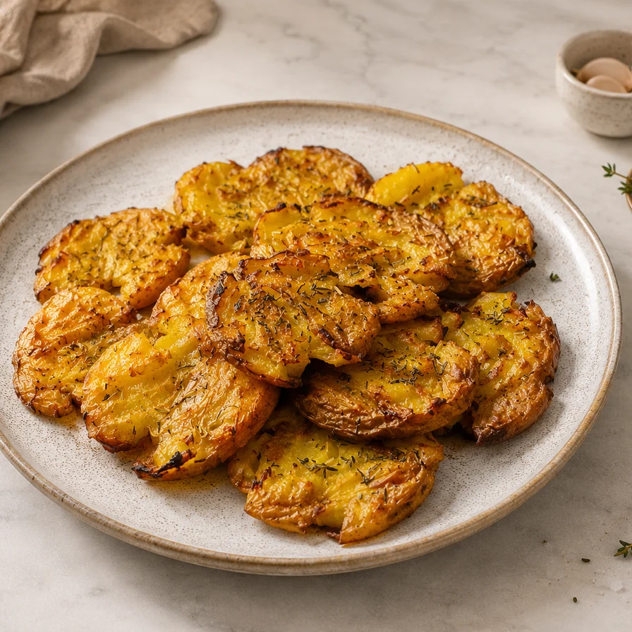 Crispy smashed potatoes
